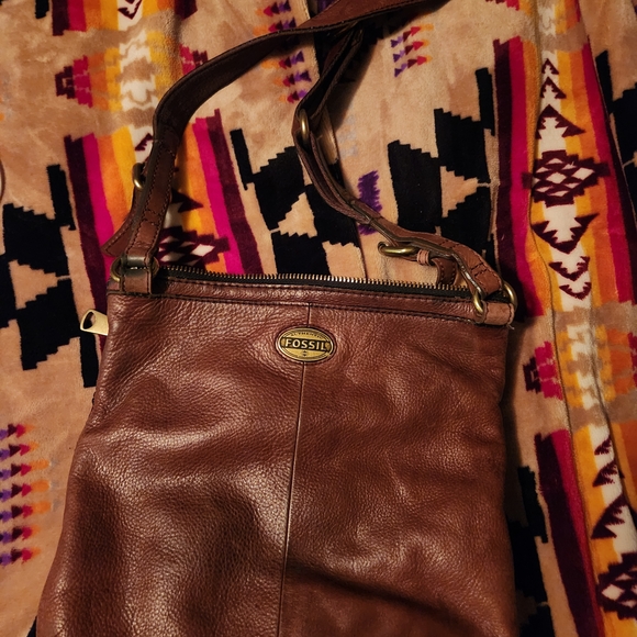 Fossil Handbags - Fossil Brown Leather Crossbody Bag